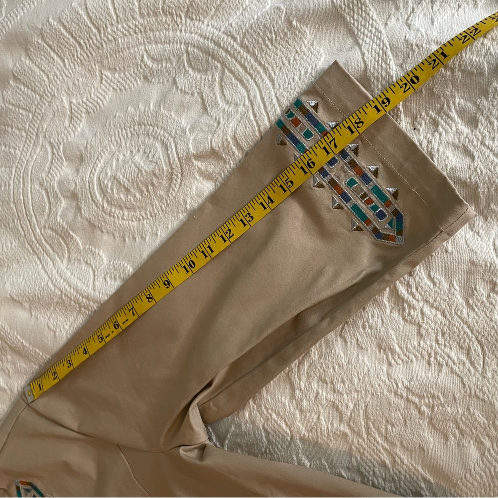 Bob Mackie Wearable Art Beige Button-Front Embellished Women's Top - Picture 8 of 8